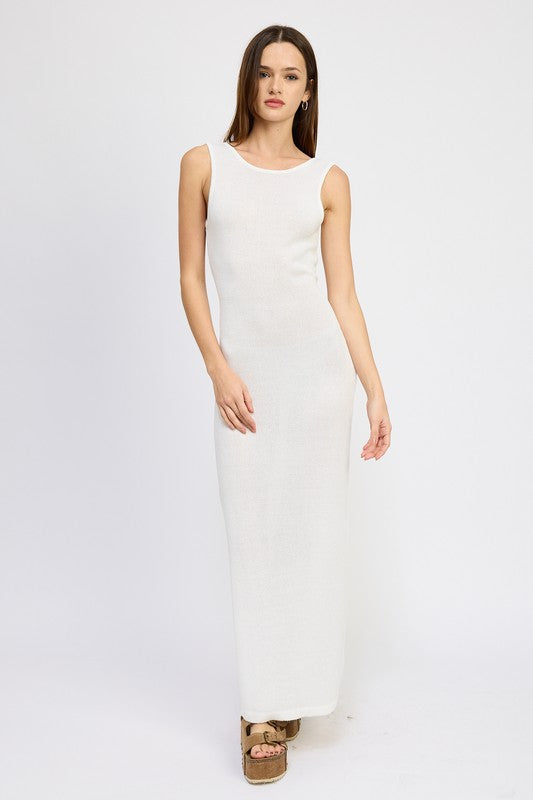CROCHET MAXI DRESS WITH BACK TIE DETAIL - Always24