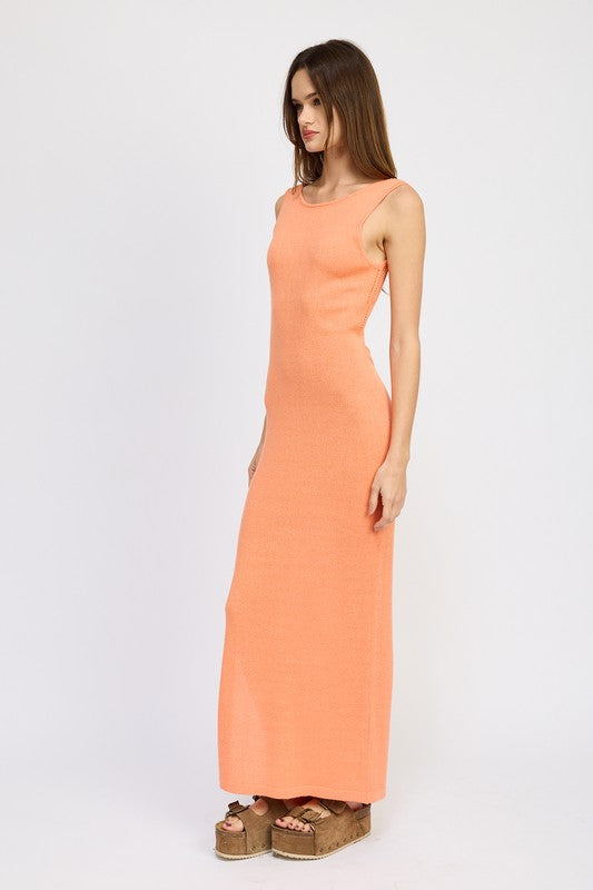 CROCHET MAXI DRESS WITH BACK TIE DETAIL - Always24