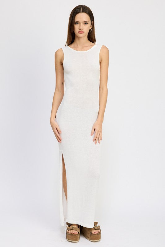 CROCHET MAXI DRESS WITH BACK TIE DETAIL - Always24