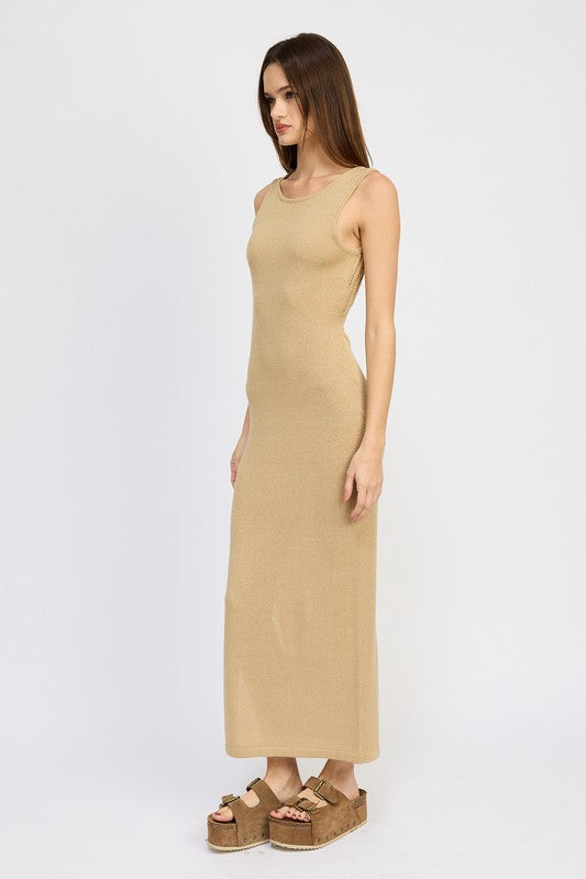 CROCHET MAXI DRESS WITH BACK TIE DETAIL - Always24