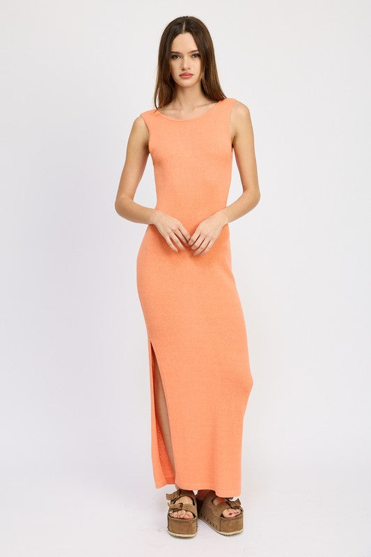 CROCHET MAXI DRESS WITH BACK TIE DETAIL - Always24