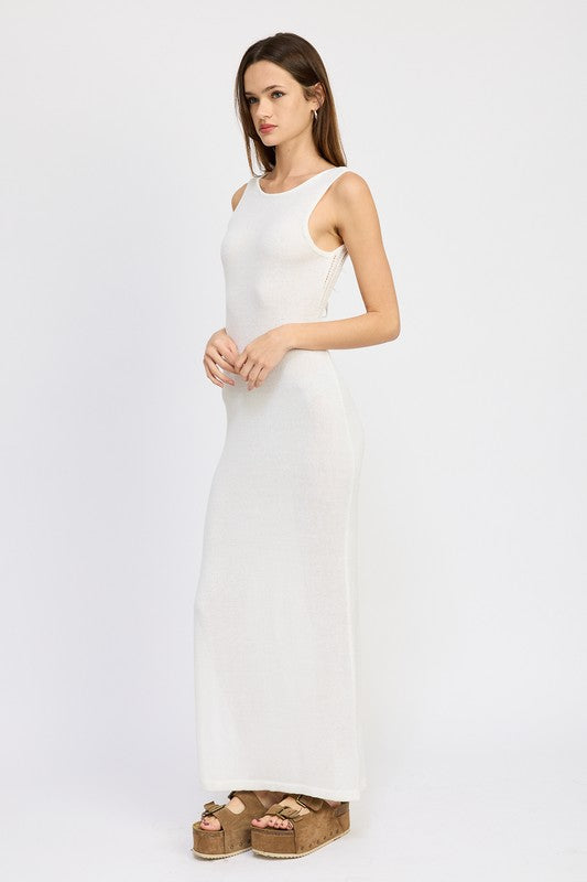 CROCHET MAXI DRESS WITH BACK TIE DETAIL - Always24