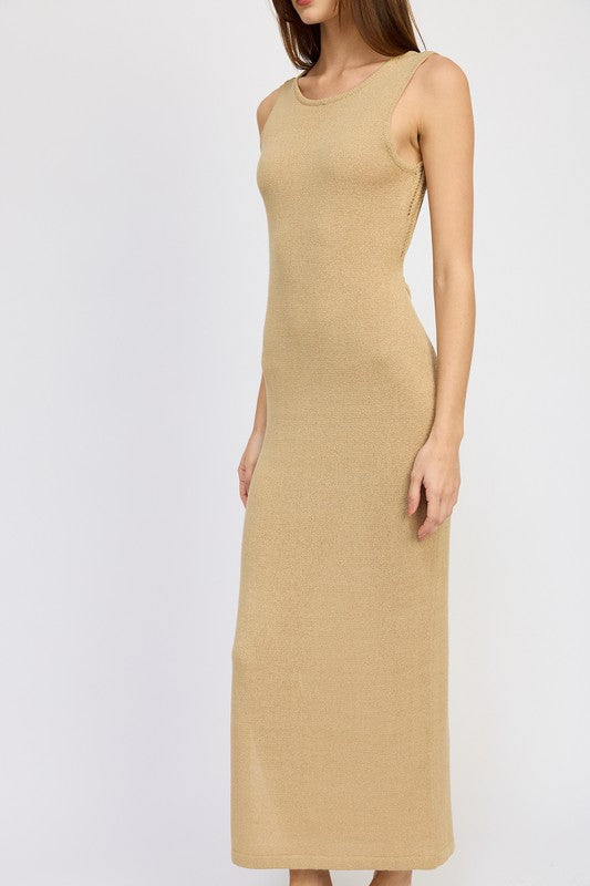 CROCHET MAXI DRESS WITH BACK TIE DETAIL - Always24