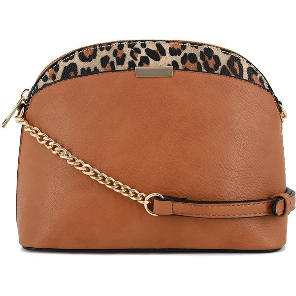 Always24 Leopard Accent Small Dome Crossbody Bag - Always24
