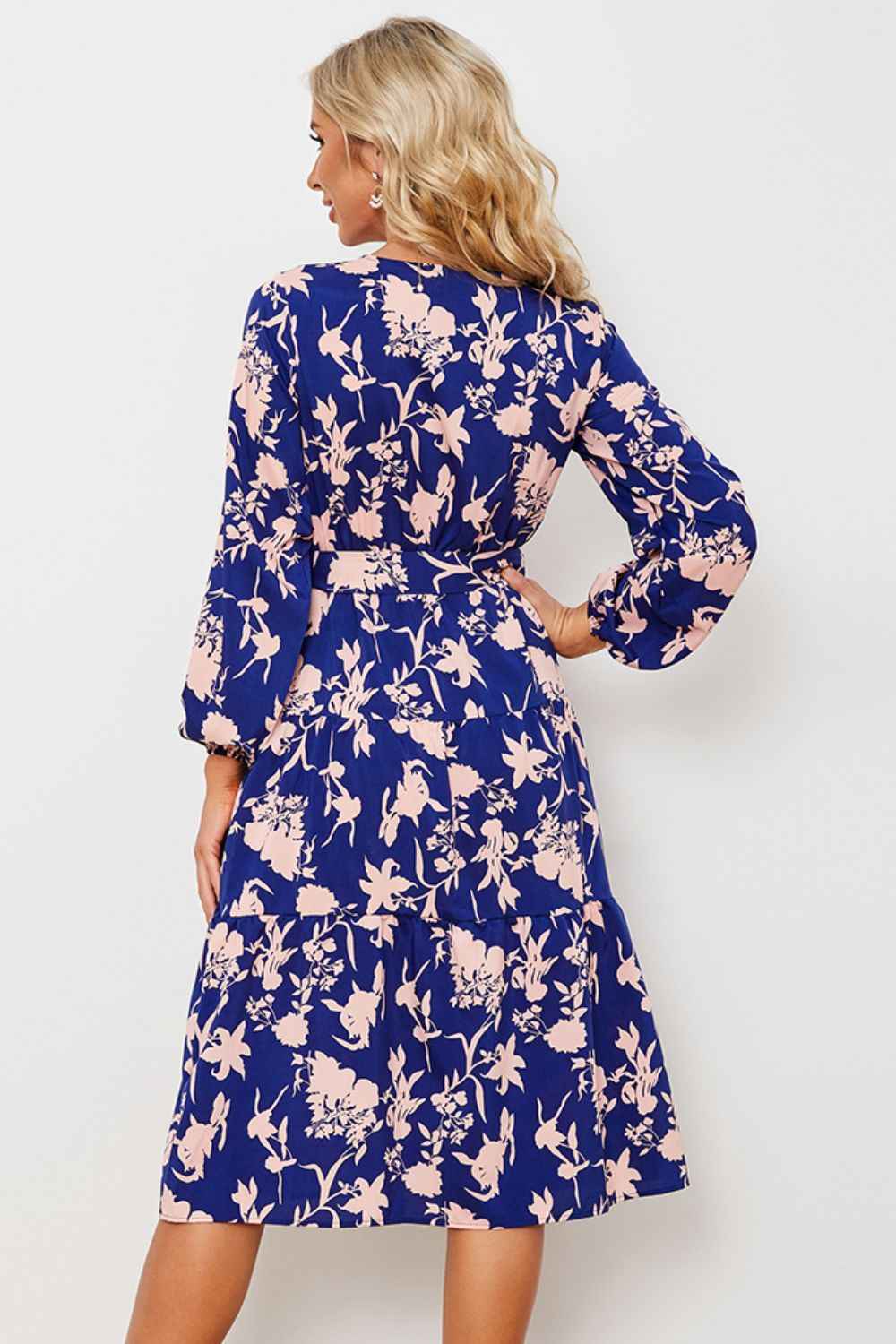 Always24 Floral Belted Tiered Midi Dress