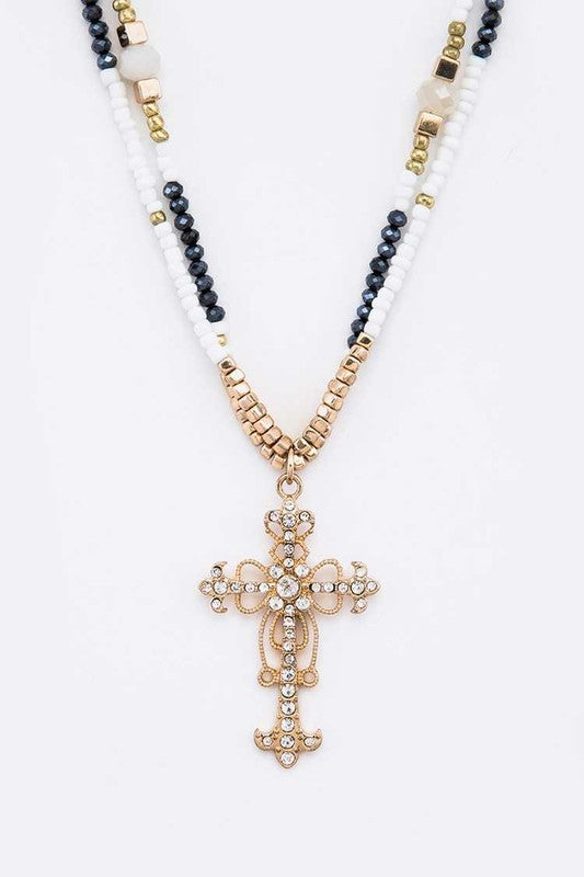 Crystal Cross Pendant Necklace Set - Always24