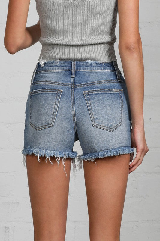 MID-RISE DISTRESSED SHORTS - Always24
