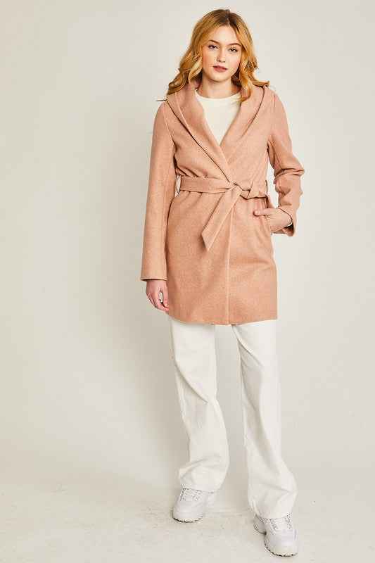 Always24 Fleece Belted Hoodie Coat