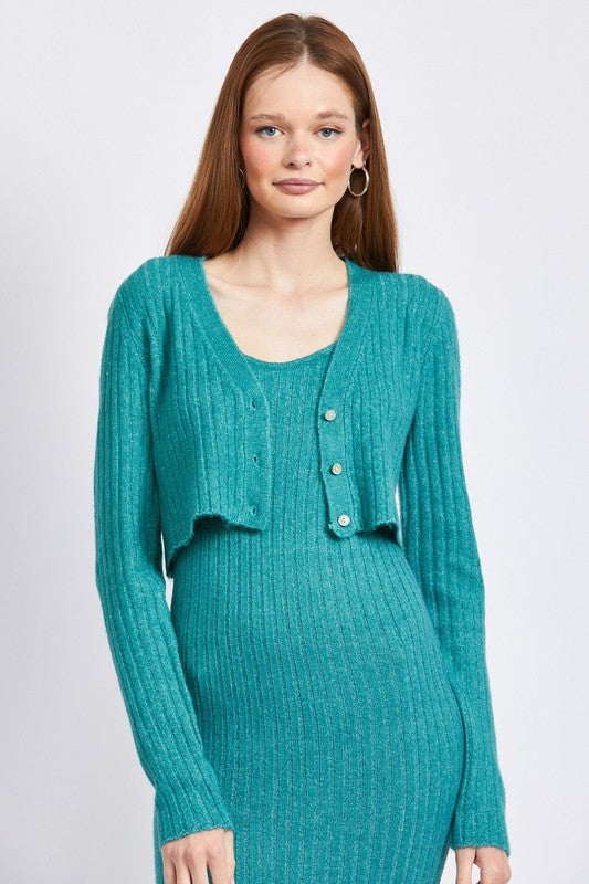 CROPPED RIB CARDIGAN - Always24