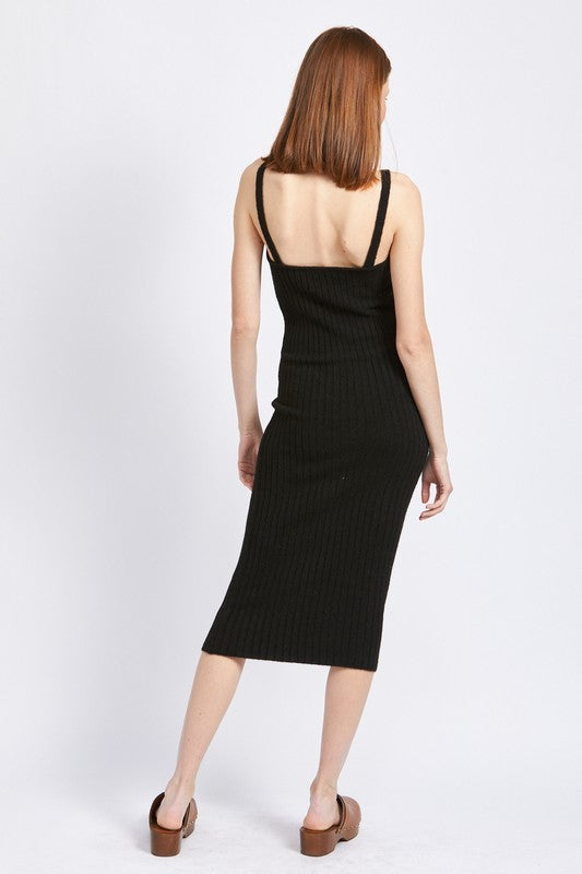 SPAGHETTI STRAP BODYCON MIDI DRESS - Always24