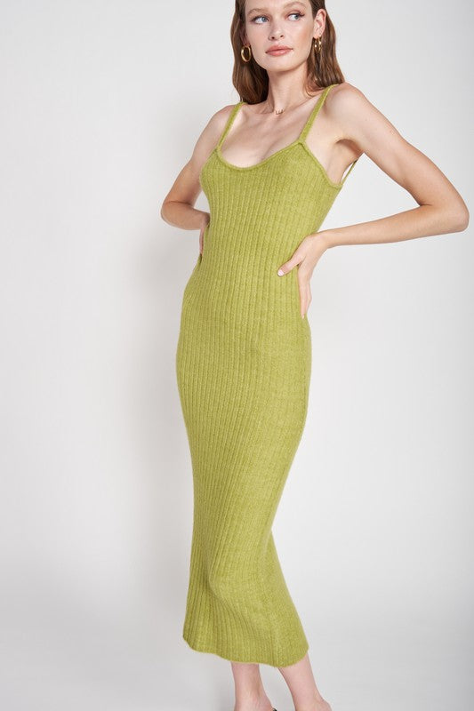 SPAGHETTI STRAP BODYCON MIDI DRESS - Always24