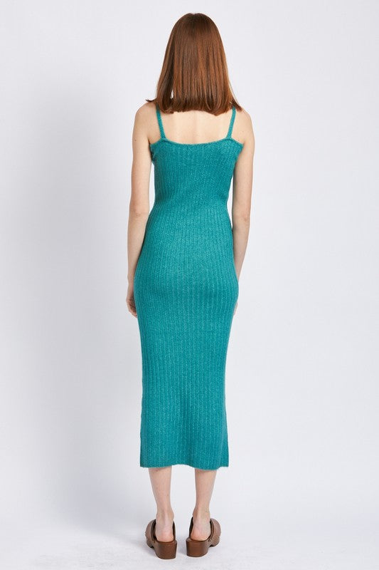 SPAGHETTI STRAP BODYCON MIDI DRESS - Always24