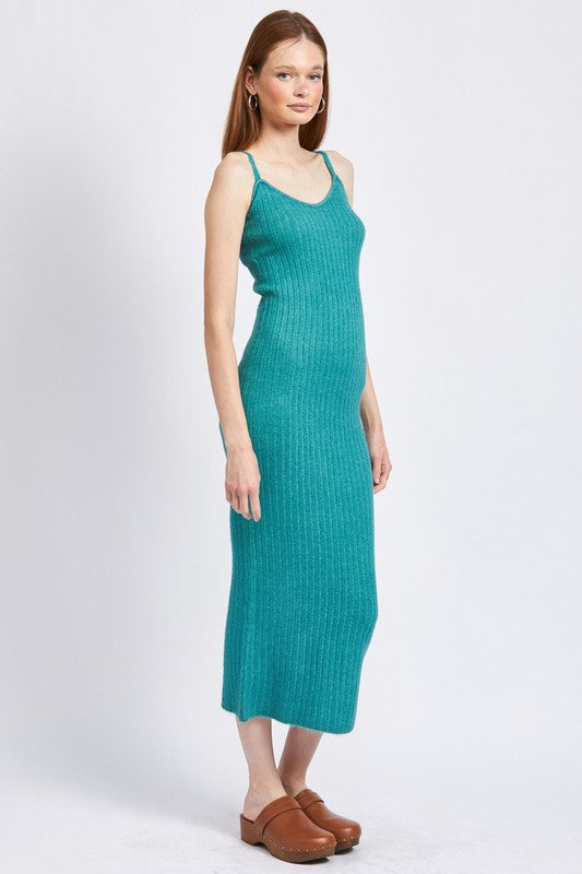 SPAGHETTI STRAP BODYCON MIDI DRESS - Always24