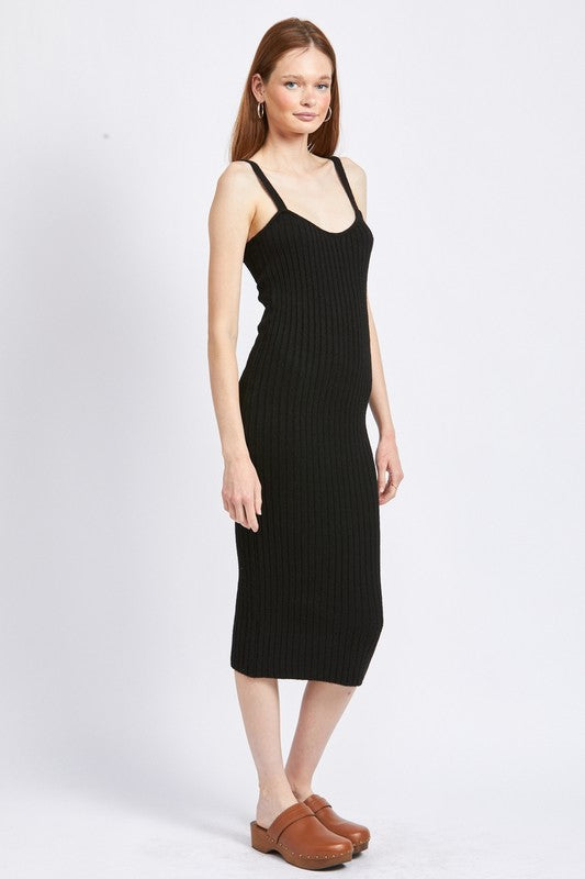 SPAGHETTI STRAP BODYCON MIDI DRESS - Always24