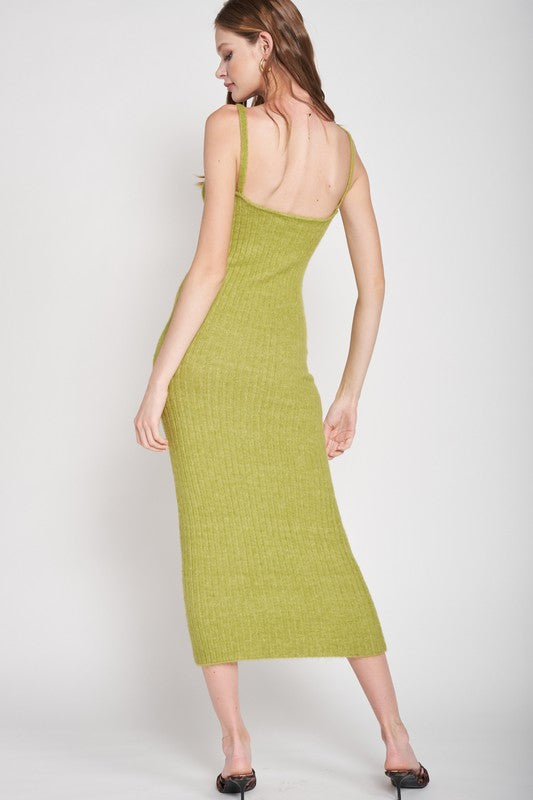 SPAGHETTI STRAP BODYCON MIDI DRESS - Always24