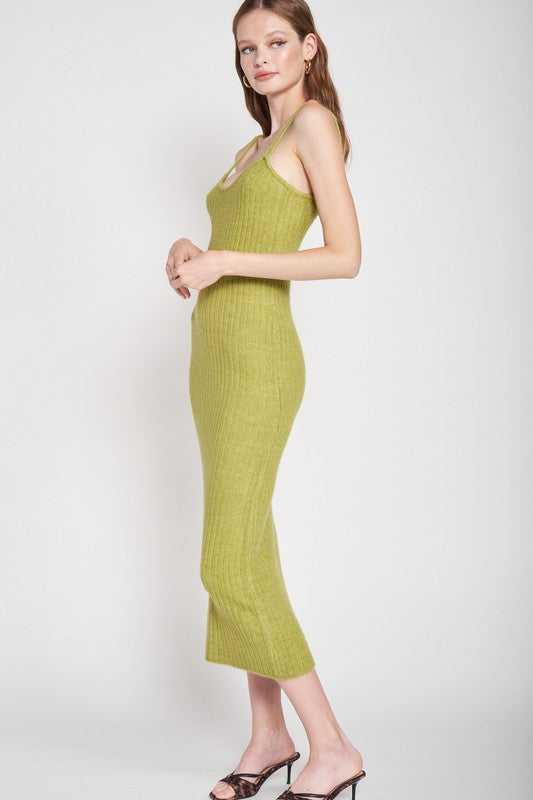 SPAGHETTI STRAP BODYCON MIDI DRESS - Always24