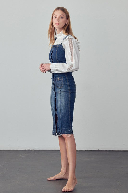 SUSPENDERS DENIM SKIRT - Always24