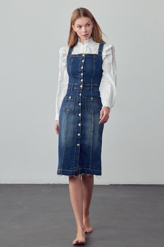 SUSPENDERS DENIM SKIRT - Always24