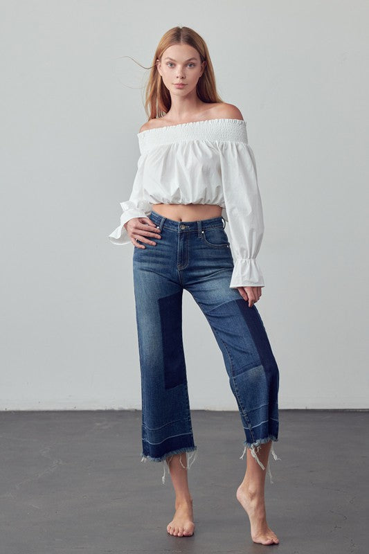MID-RISE CROP FLARE JEANS - Always24