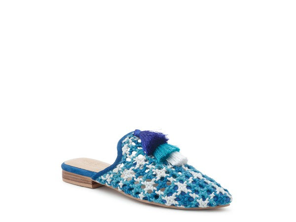Always24 WOVEN FLAT MULES WITH TASSELS - Always24