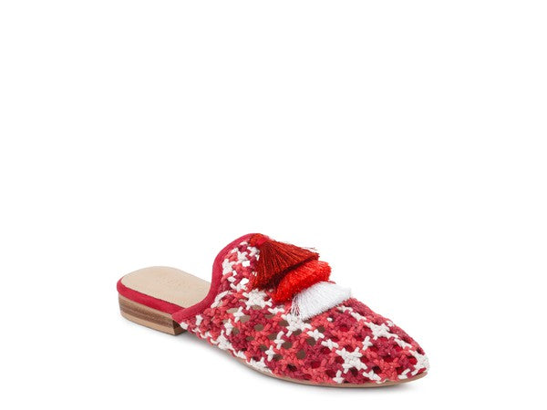 Always24 WOVEN FLAT MULES WITH TASSELS - Always24
