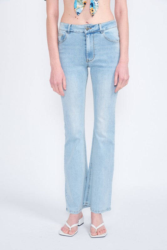HIGH WAISTED WIDE LEG DENIM JEANS - Always24