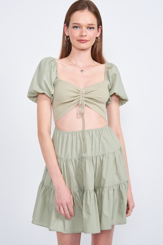 PUFF SLEEVE BABY DOLL MINI DRESS - Always24