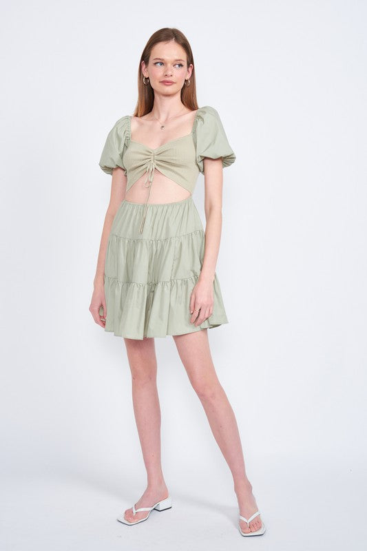 PUFF SLEEVE BABY DOLL MINI DRESS - Always24