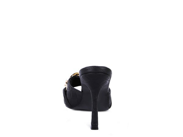 MERMAID Quilted Metal Chain Heeled Sandals - Trendy & Comfortable