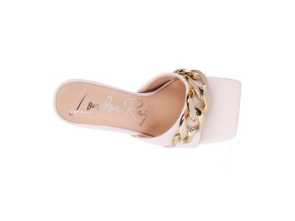 MERMAID Quilted Metal Chain Heeled Sandals - Trendy & Comfortable