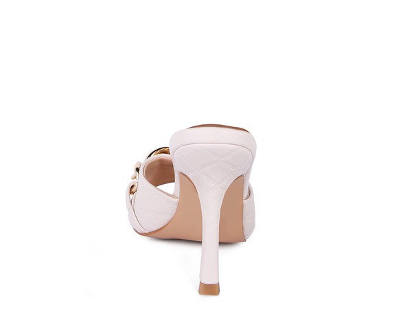 MERMAID Quilted Metal Chain Heeled Sandals - Trendy & Comfortable