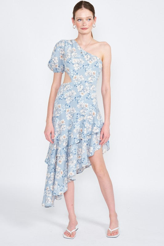 ASYMMETRIC ONE SHOULDER DRESS WITH CUT OUT - Always24
