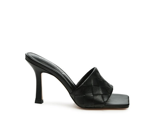 High Heeled Woven Square Toe Sandal - Elegant Summer Style - ShoeEmpire