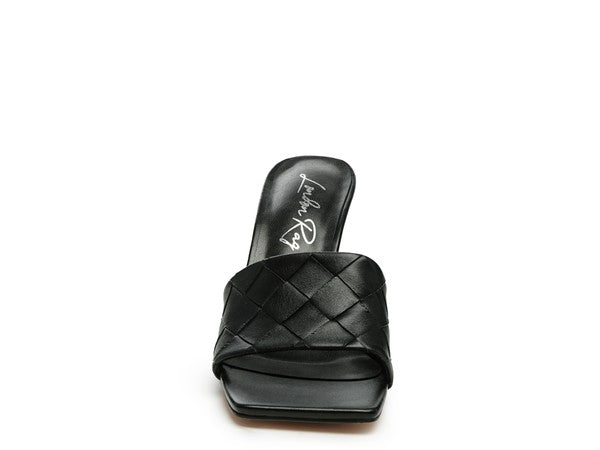 High Heeled Woven Square Toe Sandal - Elegant Summer Style - ShoeEmpire