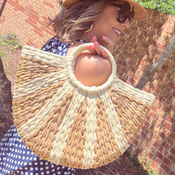 Sunset Beach Bag - Stylish & Spacious Straw Tote for Endless Wanders