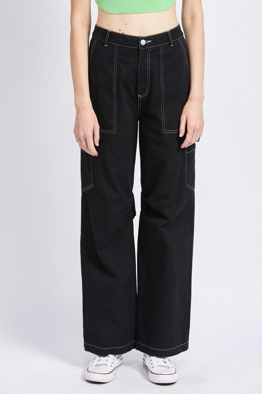 HIGH RISE FIT CARGO PANTS - Always24