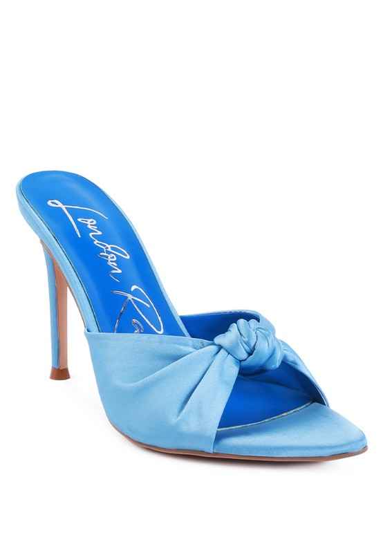 Always24 FIRST CRUSH SATIN KNOT HIGH HEELED SANDALS