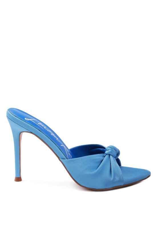 Always24 FIRST CRUSH SATIN KNOT HIGH HEELED SANDALS