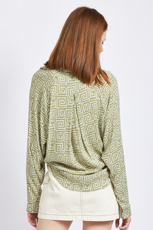 PRINTED TIE FRONT TOP - Always24