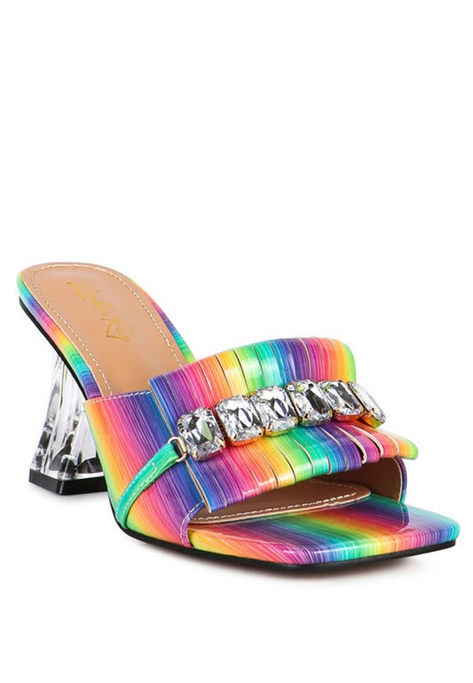 FANTASY CLEAR HEEL JEWEL SANDAL - Always24