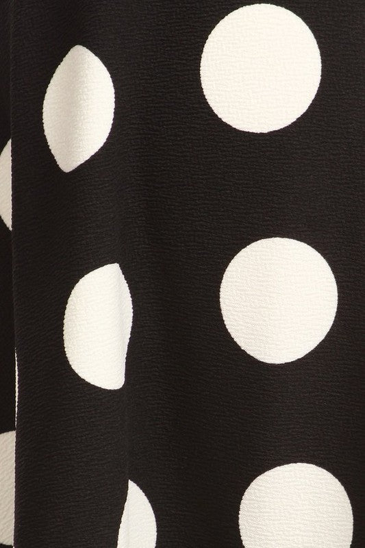 Polka dot printed high waisted knee length skirt - Always24