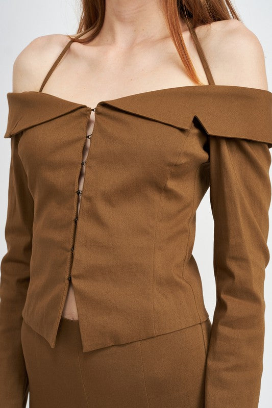 SPAGHETTI STRAP OFF SHOURLDER TOP - Always24