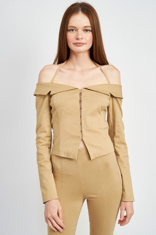 SPAGHETTI STRAP OFF SHOURLDER TOP - Always24