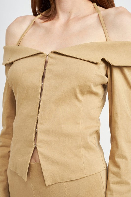 SPAGHETTI STRAP OFF SHOURLDER TOP - Always24
