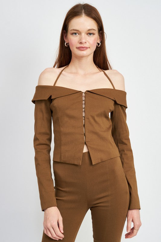 SPAGHETTI STRAP OFF SHOURLDER TOP - Always24