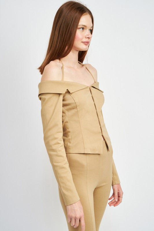 SPAGHETTI STRAP OFF SHOURLDER TOP - Always24