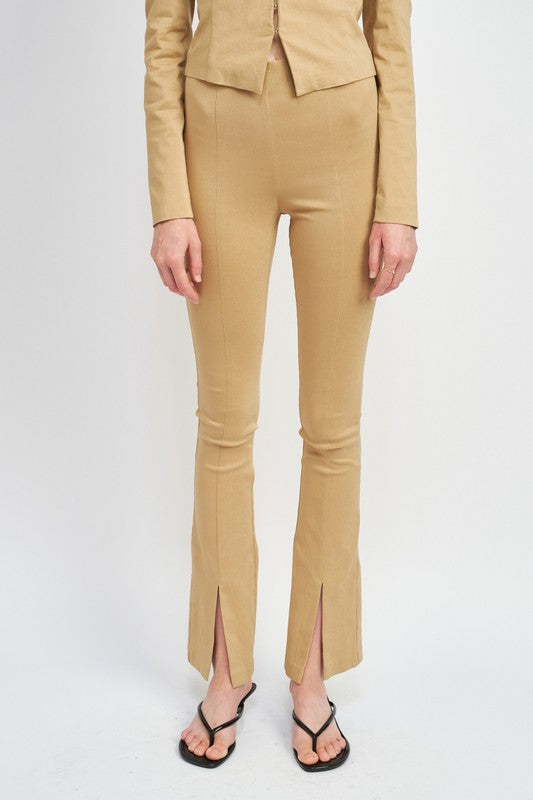 HIGH WAIST PANTS WITH FRONT SLITS - Always24