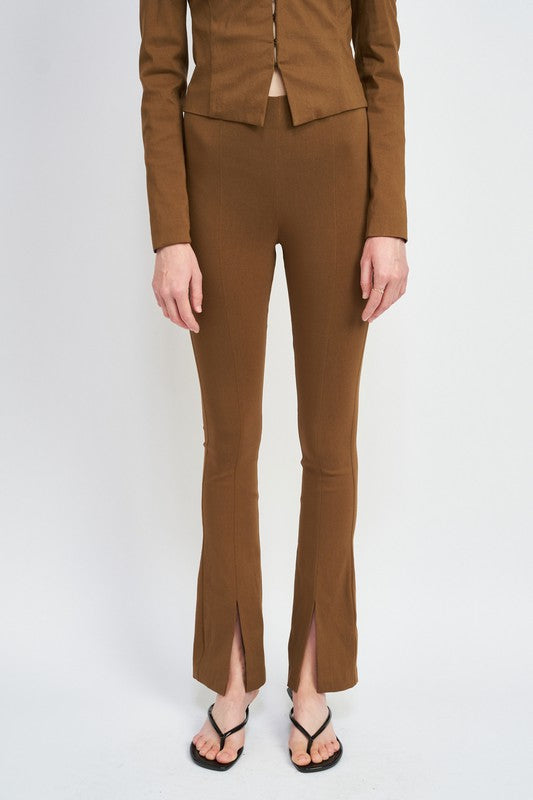 HIGH WAIST PANTS WITH FRONT SLITS - Always24