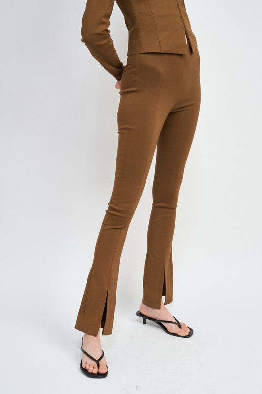 HIGH WAIST PANTS WITH FRONT SLITS - Always24
