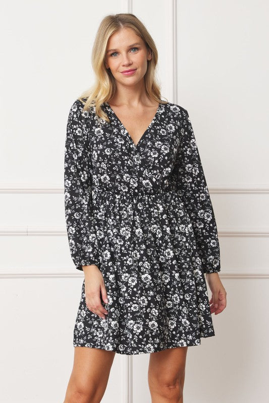 V-Neck Flowy Floral Mini Dress - Stylish & Comfortable - EG Fashion - Always24